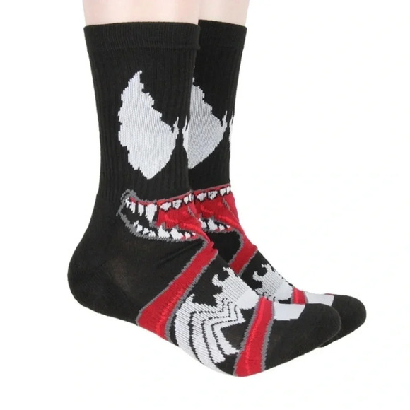 New Marvel Venom Adult Character Savage Symbiote 1 Pair Crew Socks size 10-13 - Picture 1 of 7